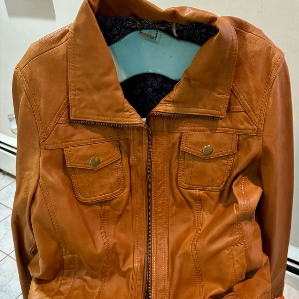 Buttery soft tan brown leather jacket